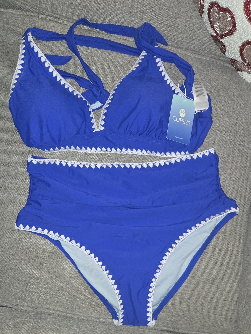 CUPSHE  Blue Two-Piece Style Swim Set